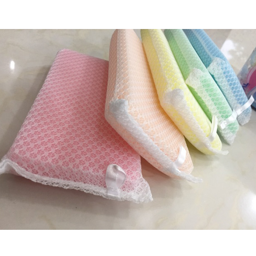 Set 5 miếng xốp rửa bát bọc lưới