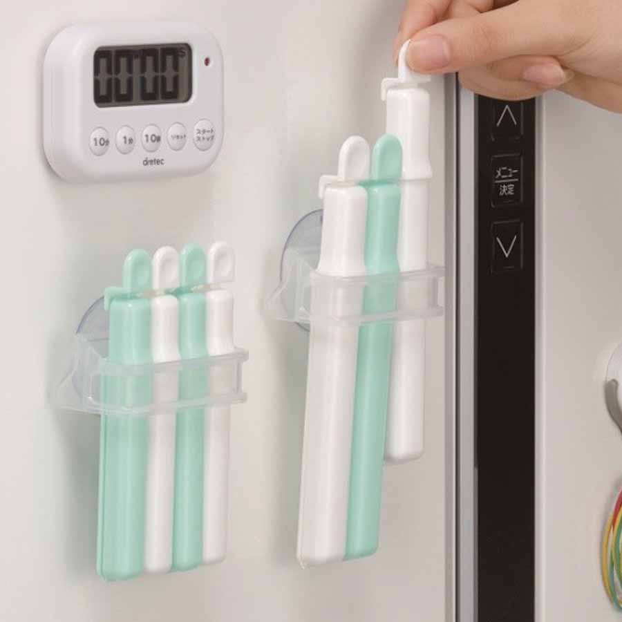Set 3 kẹp miệng túi cỡ L kèm giá đựng Inomata nội địa Nhật Bản
