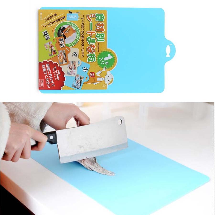 Thớt nhựa dẻo Inomata màu xanh dương nội địa Nhật Bản