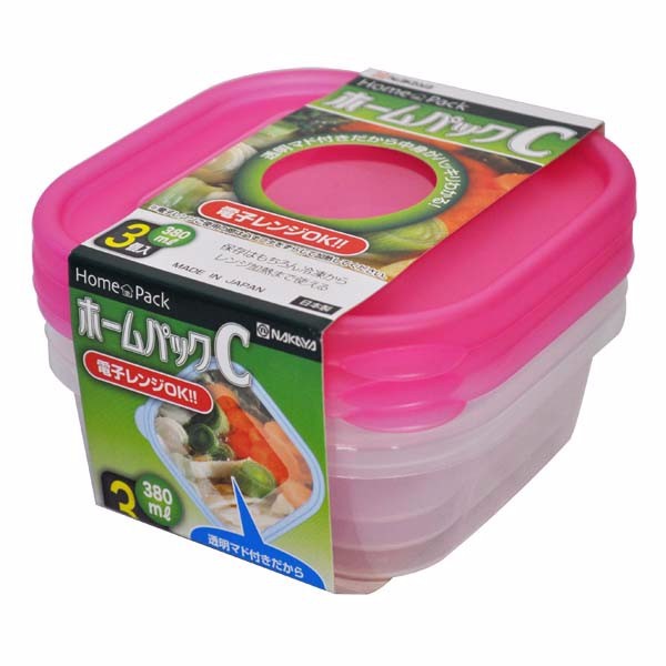 Set 3 hộp nhựa 380ml màu hồng