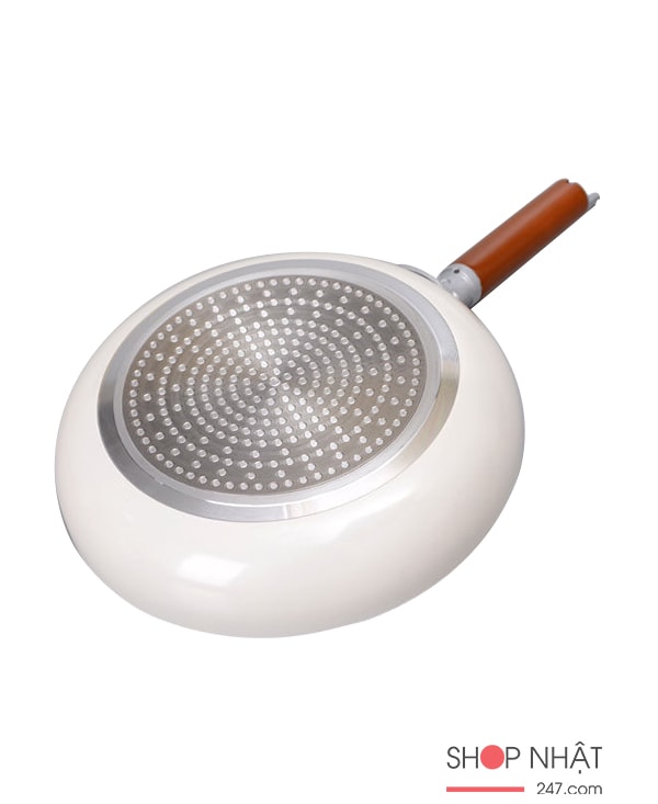 Chảo nhôm chống dính cán gỗ Pearl Metal 22cm (dùng mọi loại bếp)
