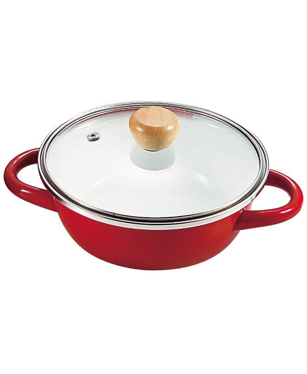 Nồi tráng men cao cấp, nắp kính cường lực 16cm dáng thấp