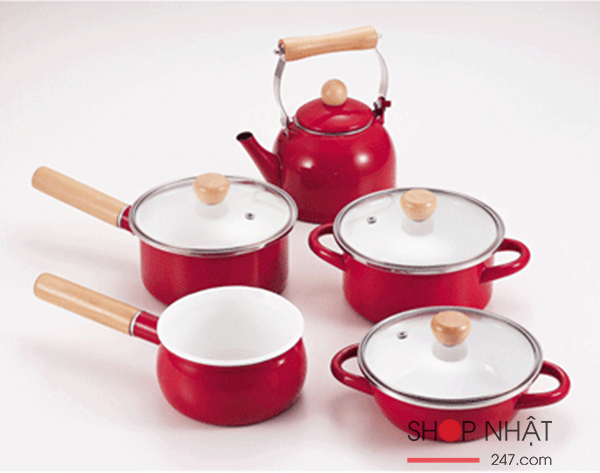 Nồi tráng men cao cấp, nắp kính cường lực 16cm dáng thấp