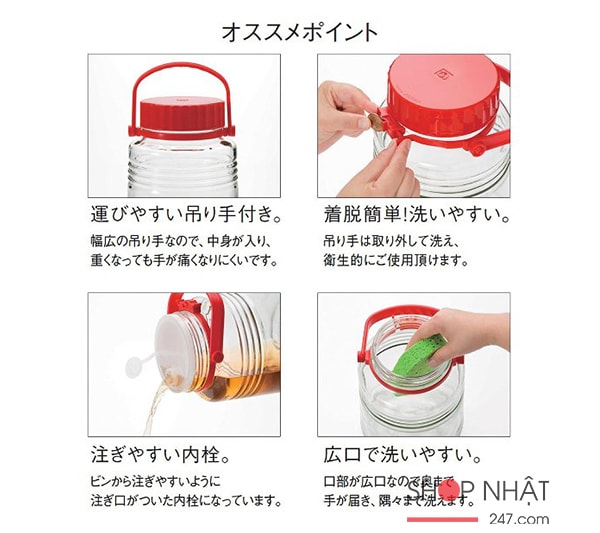 Bình thủy tinh 5L có quai xách cao cấp