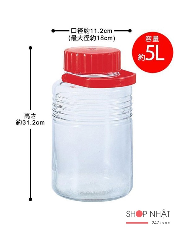 Bình thủy tinh 5L có quai xách cao cấp