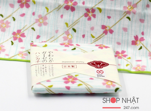 Khăn mặt Nissen mẫu hoa anh đào nhỏ