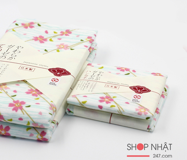 Khăn mặt Nissen mẫu hoa anh đào nhỏ
