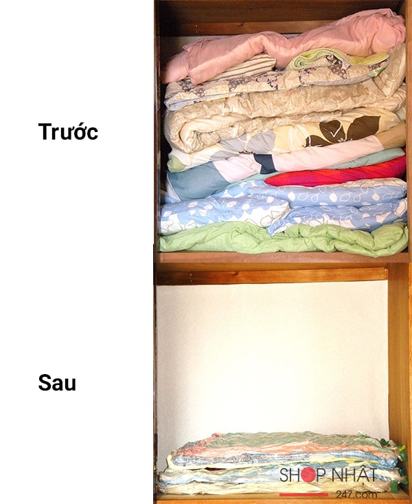 Set 2 túi hút chân không cất gọn quần áo, chăn màn 110 x 100cm
