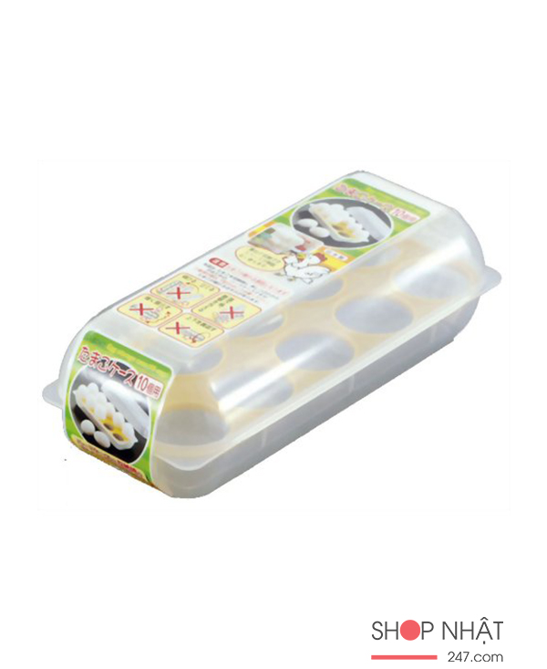 Khay đựng trứng 10 ngăn có nắp đậy Sanada nội địa Nhật Bản