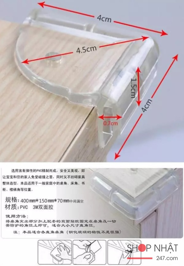 Set 4 bịt cạnh bàn silicon