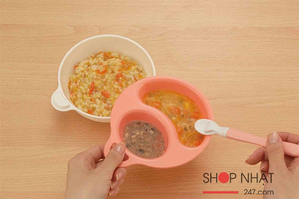 Bát ăn chia ngăn cho bé màu hồng
