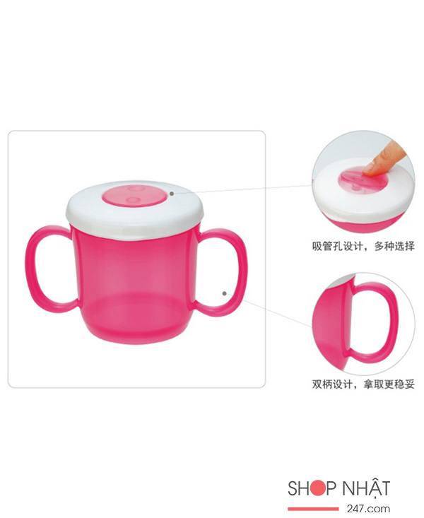 Cốc tập uông có tay cầm màu hồng