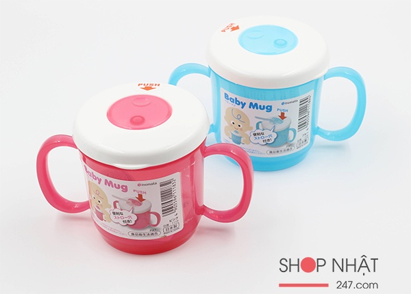 Cốc tập uông có tay cầm màu hồng