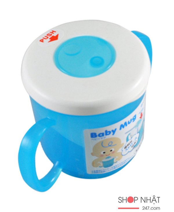 Cốc tập uông có tay cầm màu xanh