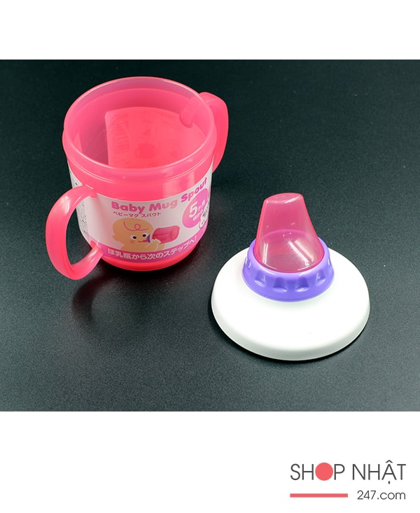 Cốc tập uống có vòi hút màu hồng