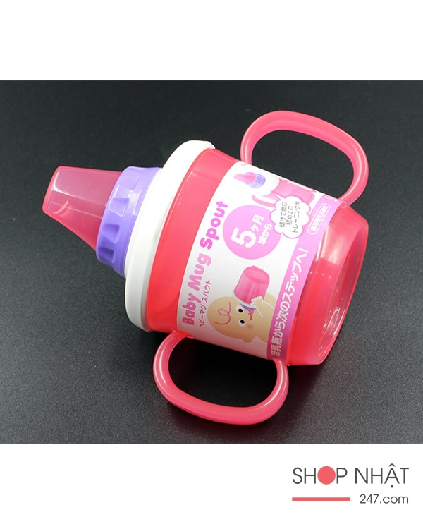 Cốc tập uống có vòi hút màu hồng