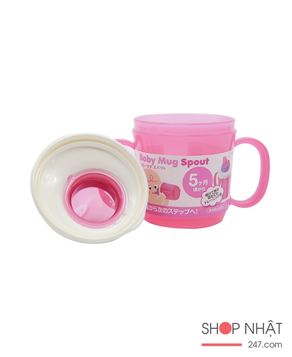 Cốc tập uống có vòi hút màu hồng