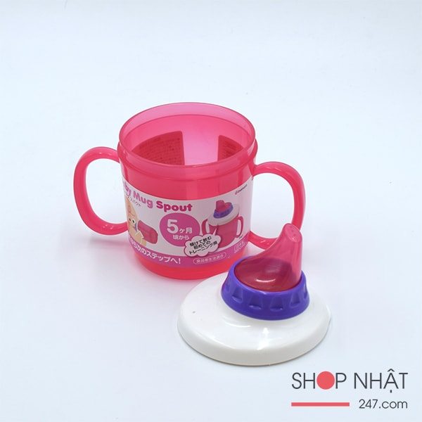 Cốc tập uống có vòi hút màu hồng