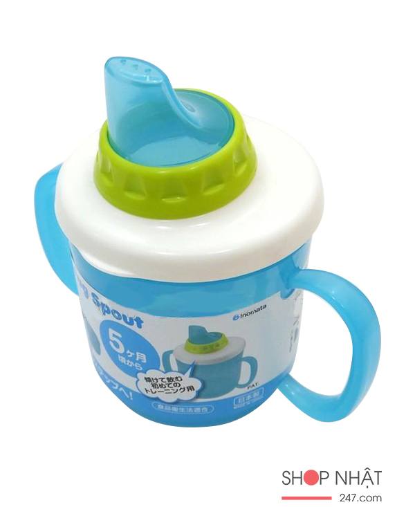 Cốc tập uống có vòi hút màu xanh