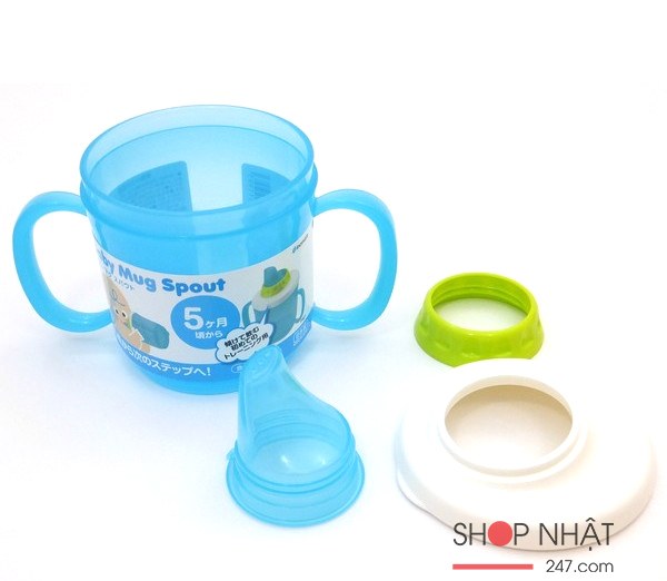 Cốc tập uống có vòi hút màu xanh
