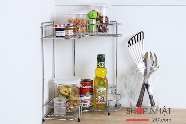 Kệ góc 2 tầng nhà bếp bằng inox