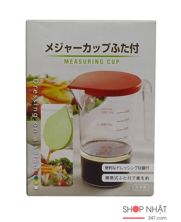 Ca chia vạch 350ml có nắp đậy (màu đỏ)