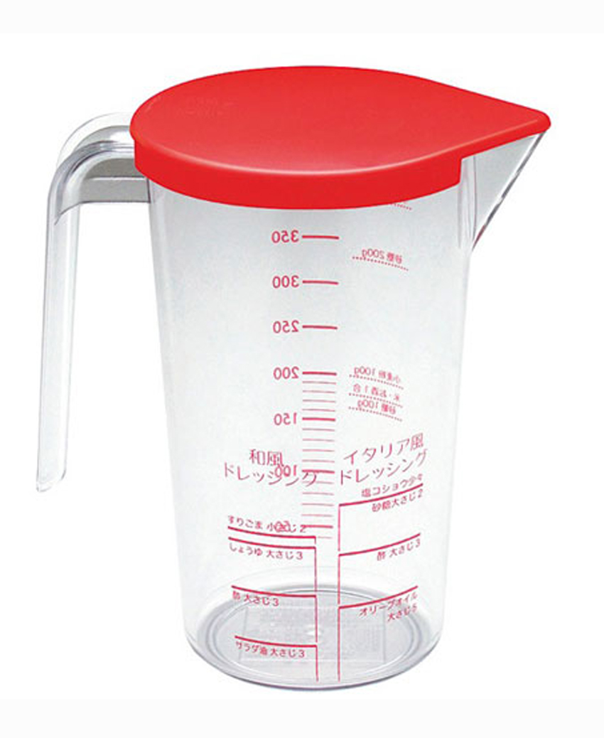 Ca chia vạch 350ml có nắp đậy (màu đỏ)