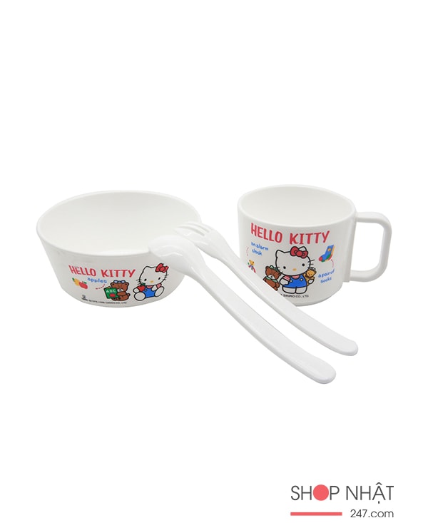 Bộ khay, bát, cốc thìa ăn dặm Hello Kitty