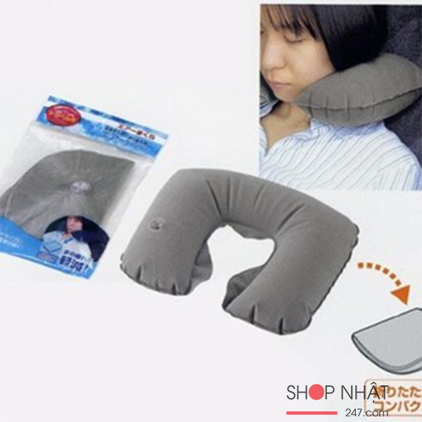 Gối hơi đỡ cổ màu ghi