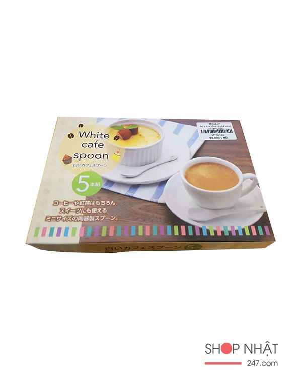 Bộ 5 thìa uống cà phê bằng sứ (kèm hộp)