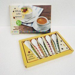 Bộ 5 thìa uống cà phê bằng sứ (kèm hộp)