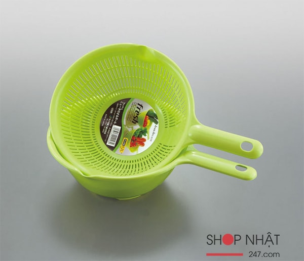 Bộ rổ và thau nhựa 1.2L có tay cầm màu xanh