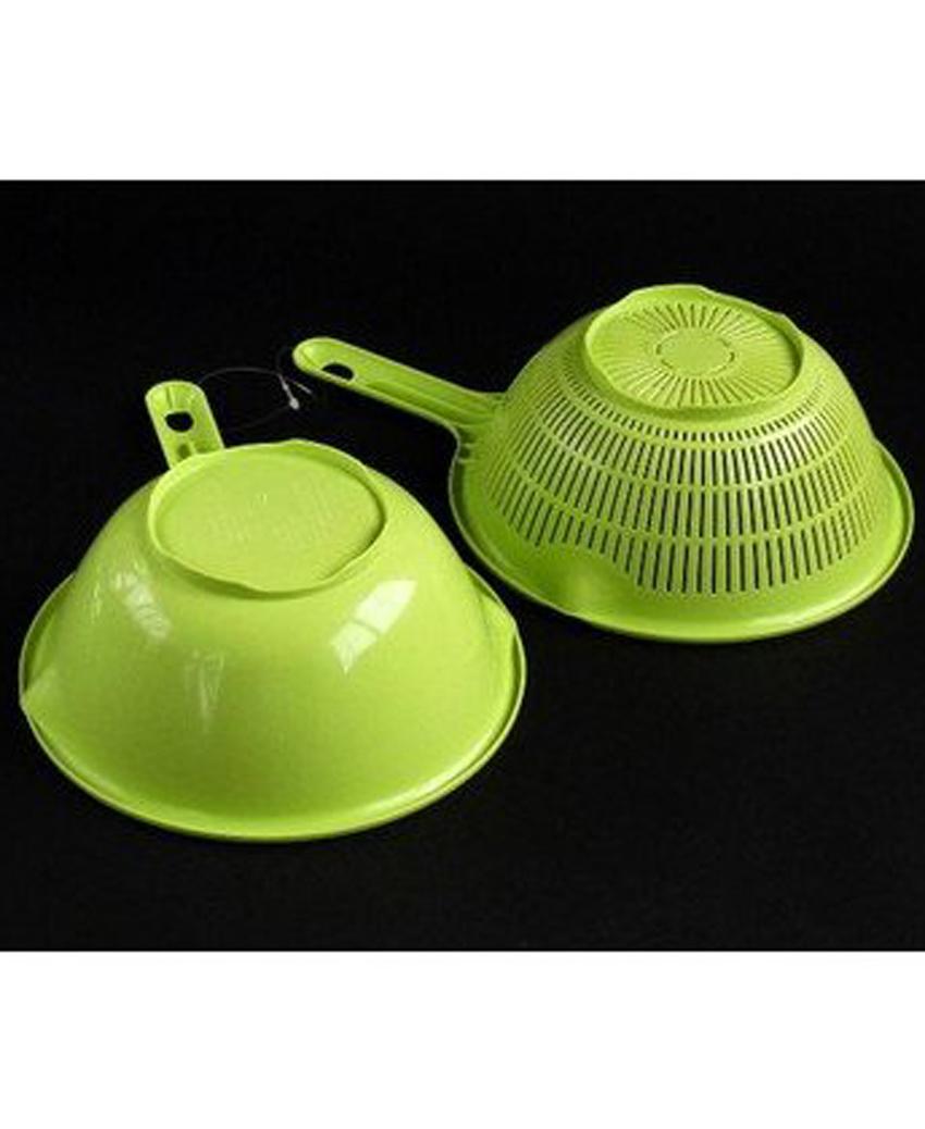 Bộ rổ và thau nhựa 1.2L có tay cầm màu xanh
