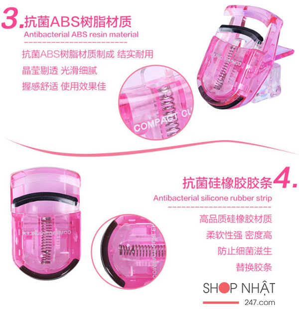 Dụng cụ uốn mi cong thân nhựa KAI (màu hồng)